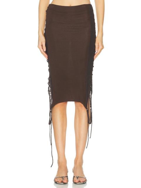 JADE CROPPER Side Tie Midi Skirt