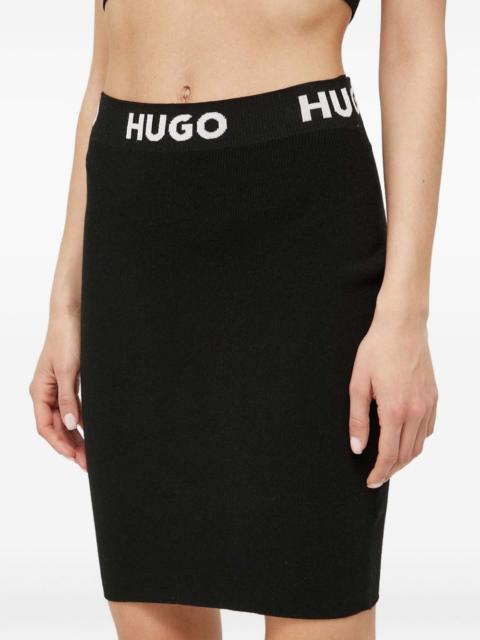 HUGO logo-waistband mini skirt
