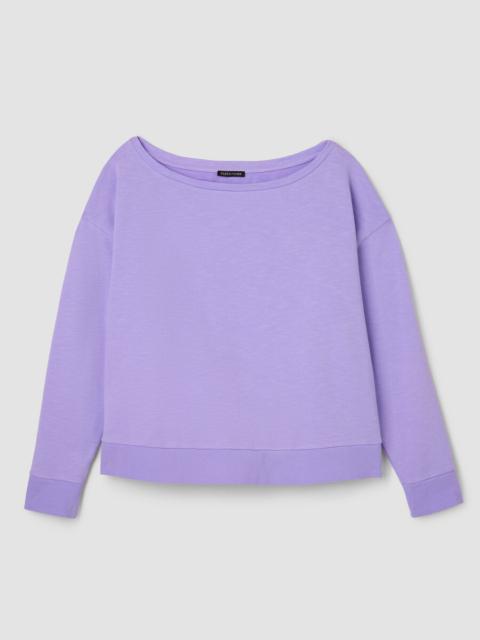 EILEEN FISHER Garment-Dyed Organic Cotton Terry Bateau Neck Top
