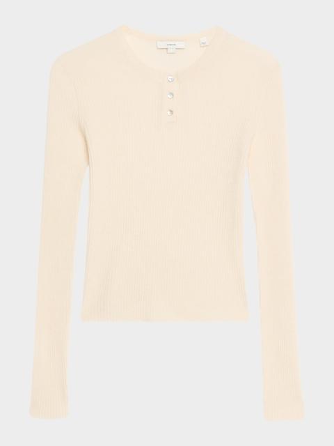 Vince Ribbed Long-Sleeve Henley