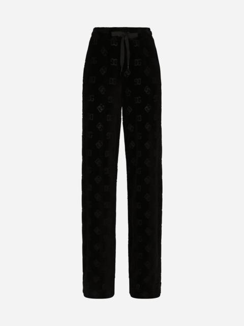 Dolce & Gabbana Flocked jersey pants with all-over DG logo
