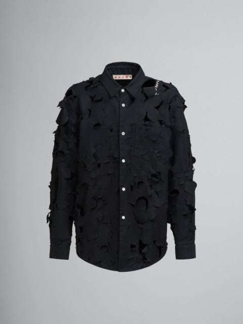 Marni BLACK COTTON BOXY FIT SHIRT WITH CUT OUT DETAIL