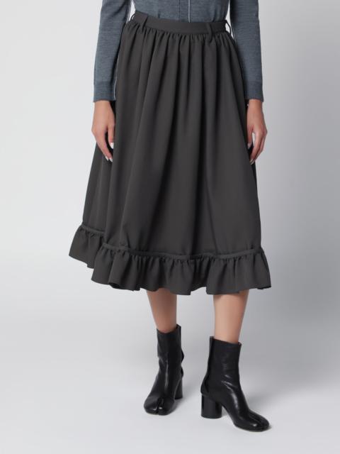 MM6 Maison Margiela Grey midi skirt with ruffled flounce hem