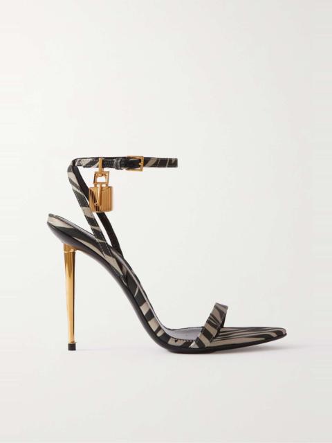 TOM FORD Padlock zebra-print satin sandals