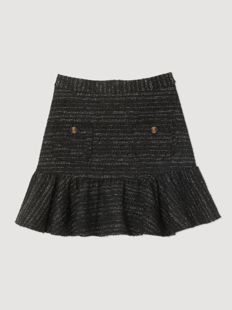 Sandro Short tweed ruffled skirt