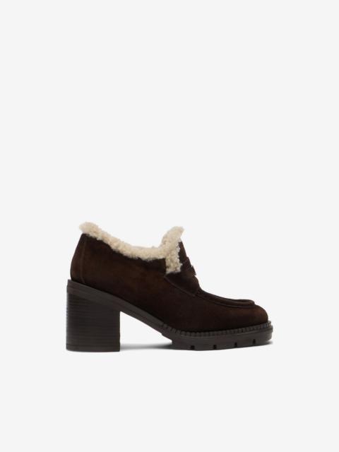 CASADEI Concept shearling-trim suede pumps
