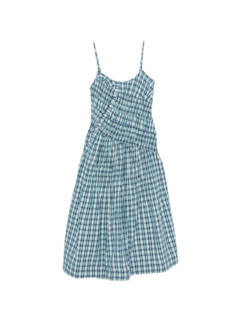 DAMSON MADDER. Lyra shirred checked midi dress