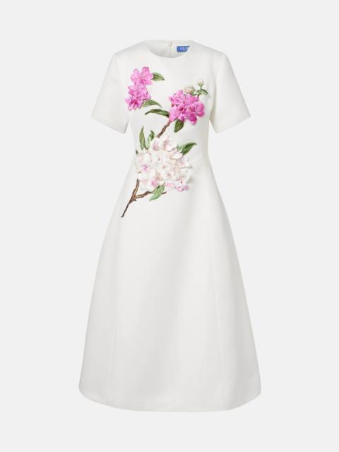 LEO LIN Caroline floral-appliqué midi dress