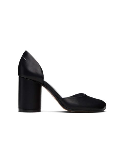 MM6 Maison Margiela Black Shiny Vegetable Tanned Leather Court Heels