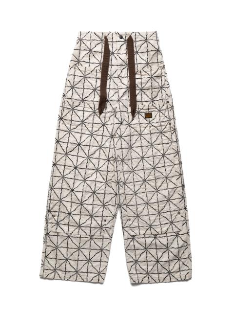 Kapital 8oz Color Denim FOLD DOJO W-Knee EASY Baggy Pants - Ecru