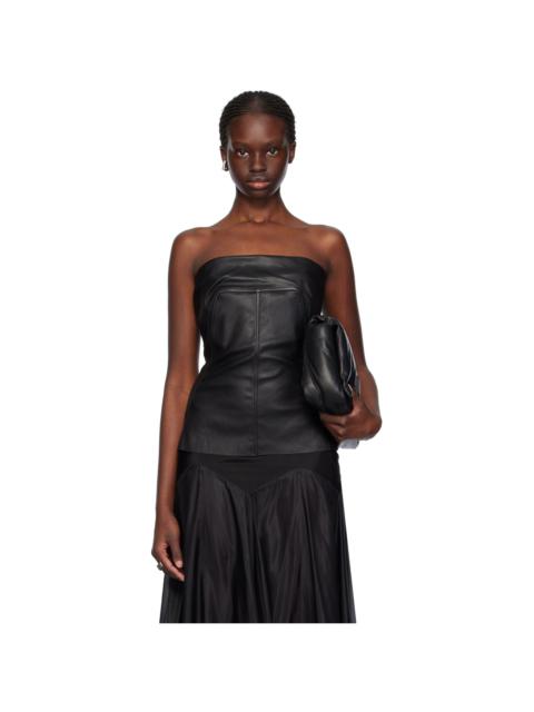Rick Owens Black Bustier Leather Tank Top
