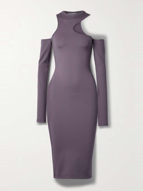 Off-White Cold-shoulder embossed stretch-jersey dress