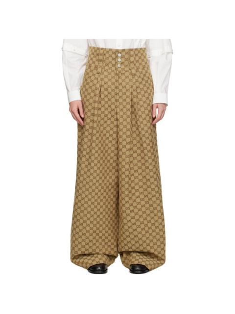 GUCCI Beige & Brown GG Trousers