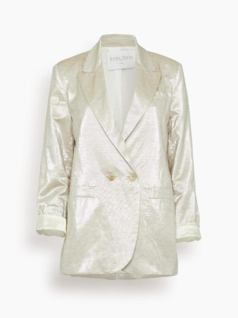 forte_forte Chic Linen Double Breasted Jacket in Lucente