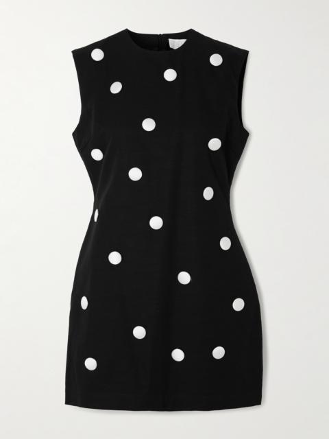 DESTREE Carole Embellished Polka-dot Cotton-faille Mini Dress