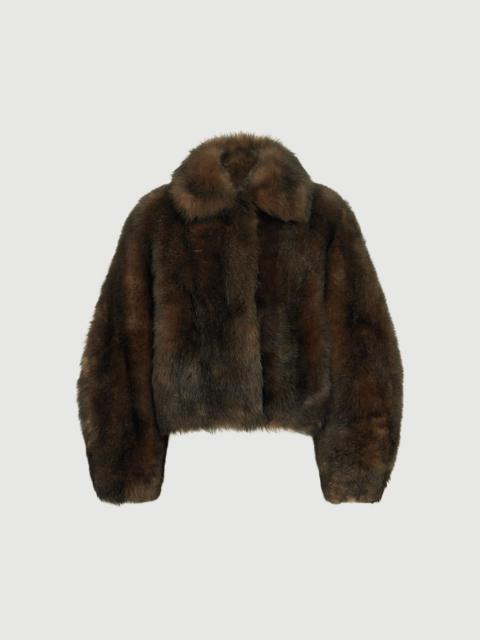 Brunello Cucinelli Soft shearling outerwear jacket with shiny zipper pull