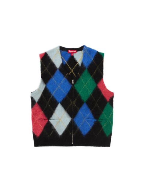 Supreme Supreme Brushed Argyle Zip Up Vest Black