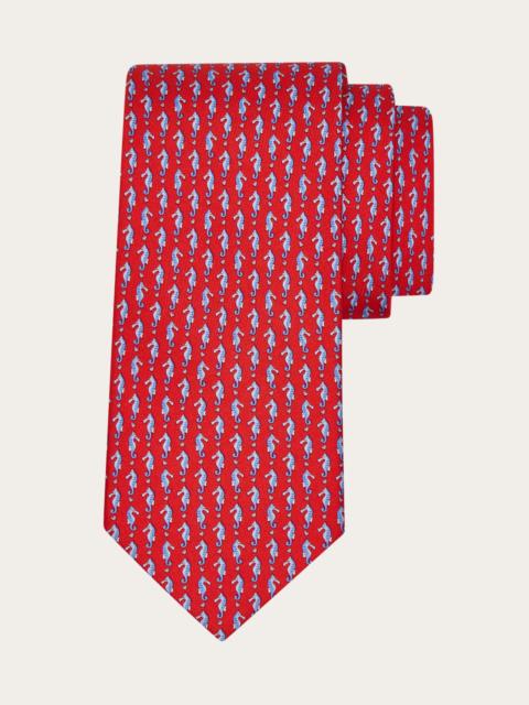 FERRAGAMO Seahorse print silk tie
