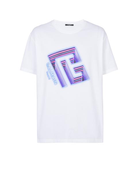 Balmain T-shirt with neon printed labyrinth logo