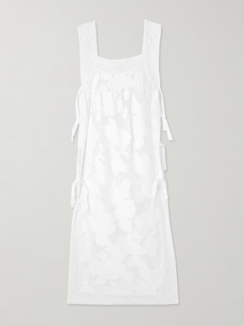 LORETTA CAPONI Bow-embellished Corded Lace Dress