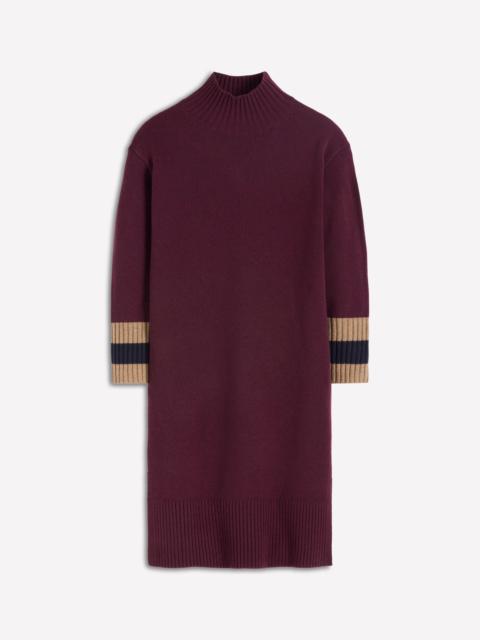 BODEN Merino Knitted Dress-Dark Cherry, Brown Stripe