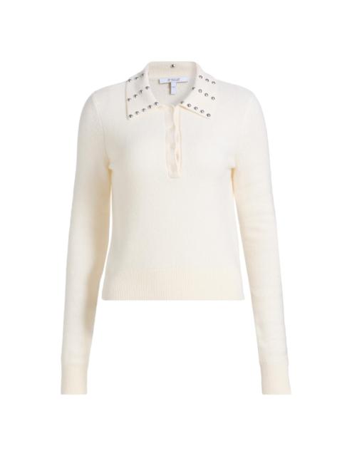 DEREK LAM 10 CROSBY Women's Sancia Studded Collar Wool-Blend Sweater - Ivory Snow White
