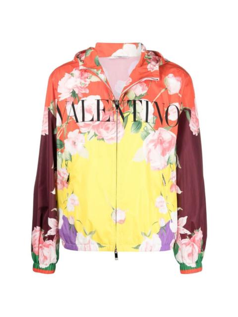 floral-print hooded jacket