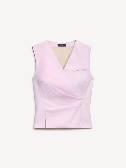 Theory Wrap Vest in Sleek Flannel