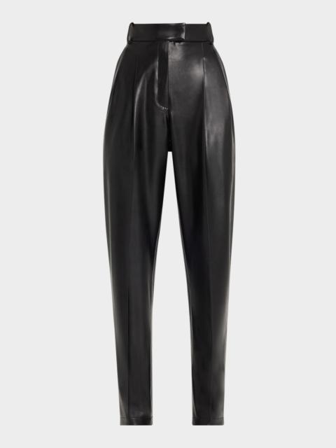 MICHAEL KORS COLLECTION Dru Pleated Tapered Faux Leather Pants