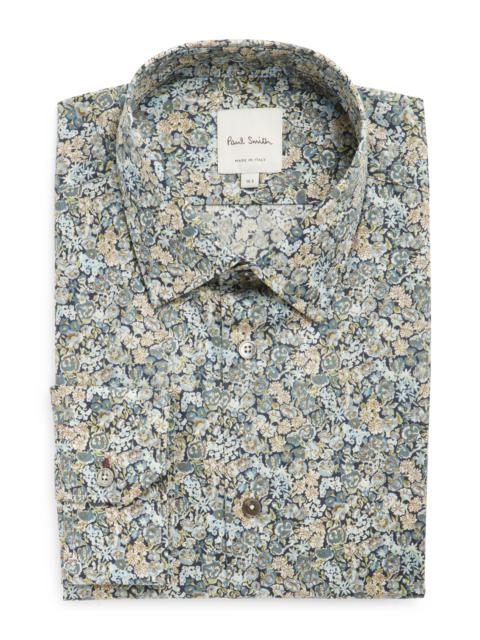 Tailored Fit Floral Cotton Dress Shirt