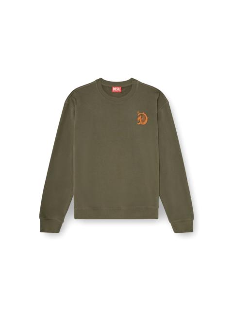 Diesel SWEATSHIRT WITH EMBROIDERY AND FLOCK PRINT