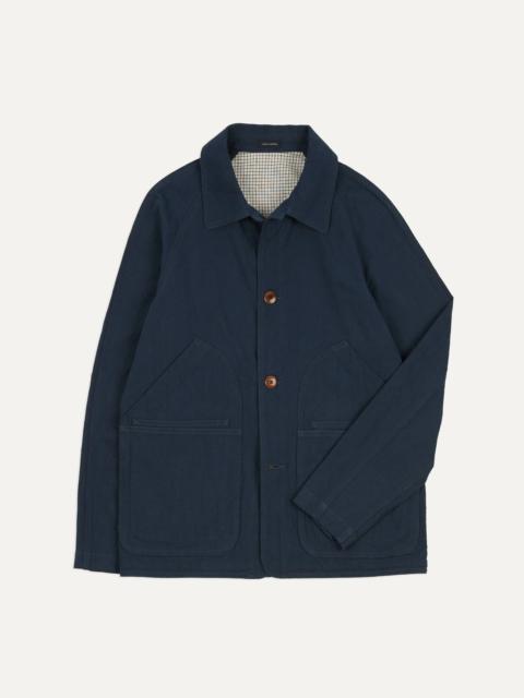 Drake's Navy Cotton-Linen Raglan Work Coat