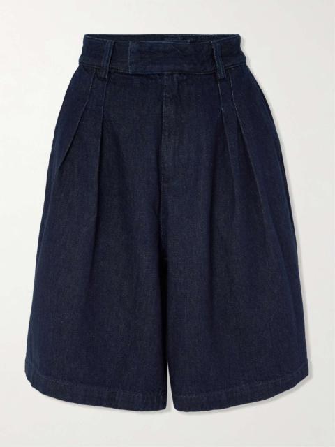 The Frankie Shop Xavier pleated denim shorts