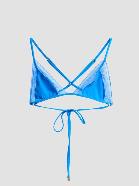 KIKI DE MONTPARNASSE Women's Inset Lace String Bikini Top - Blue Francais