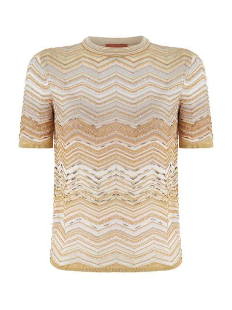 Missoni Short Sleeve Crew Neck Top - Gold