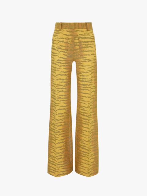 Victoria Beckham Alina Trouser In Yellow-Maple Tiger Print