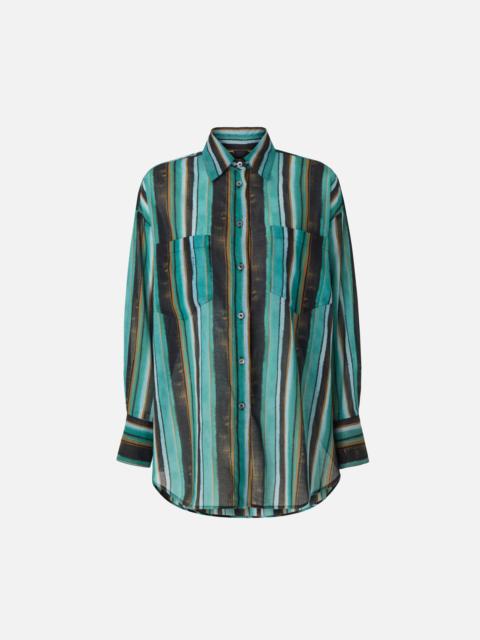 PINKO COTTON SHIRT WITH BRUSHSTROKE-EFFECT STRIPES