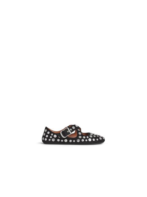 Alaïa CRISS CROSS BALLET FLATS IN SUEDE AND RIVETS