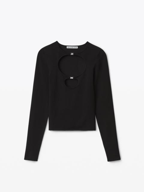 Alexander Wang CREWNECK CUT OUT TOP IN COMPACT VISCOSE