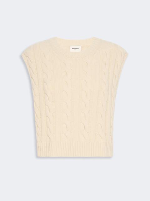 WEEKEND Max Mara CLOWN Cable knit wool yarn gilet - ICE