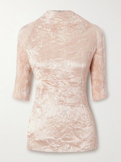 FFORME Dahlia Crinkled Plissé-satin Blouse