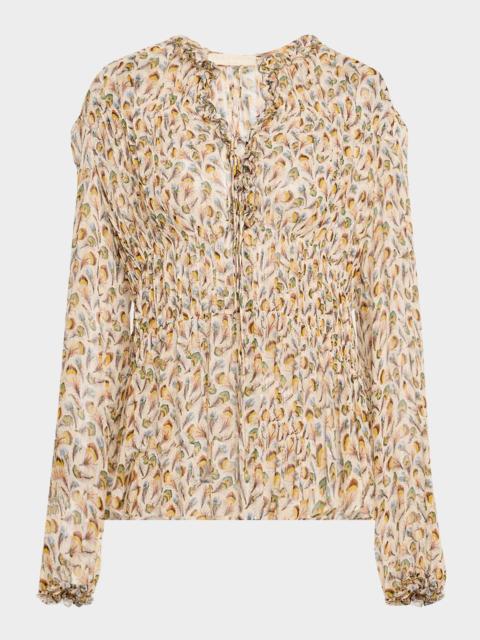 ULLA JOHNSON Robbie Tie-Front Silk Blouse