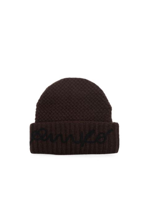 PINKO Bambu logo-embroidered beanie hat