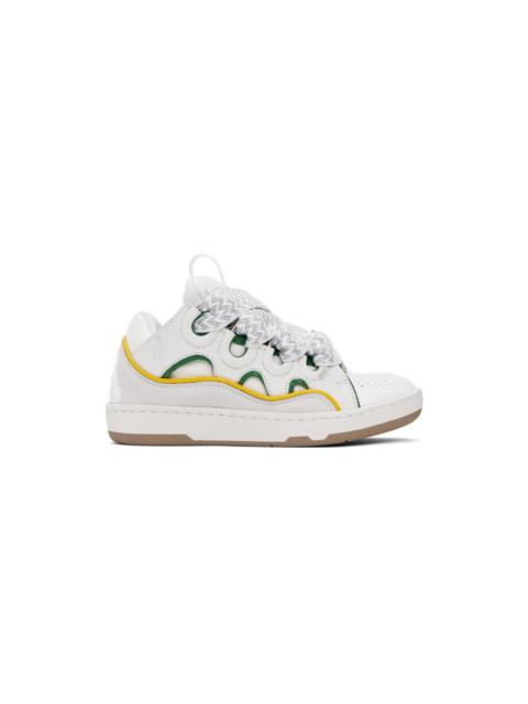 Lanvin SSENSE Exclusive White & Green Curb Sneakers