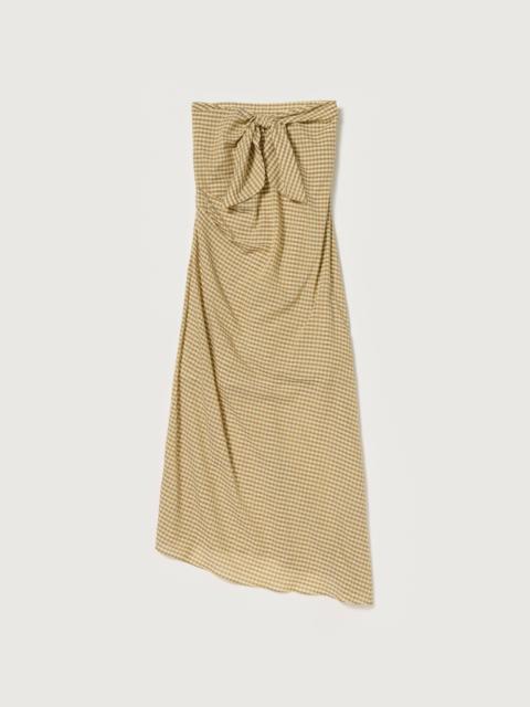 AURALEE AIRY LIGHT COTTON CHECK STRAPLESS DRESS