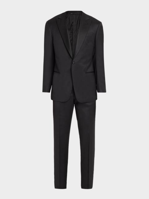 GIORGIO ARMANI Men's Diamond-Woven Stretch-Virgin Wool Tuxedo
