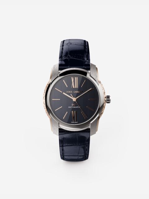 DG7 watch in steel with engraved side decoration in gold
