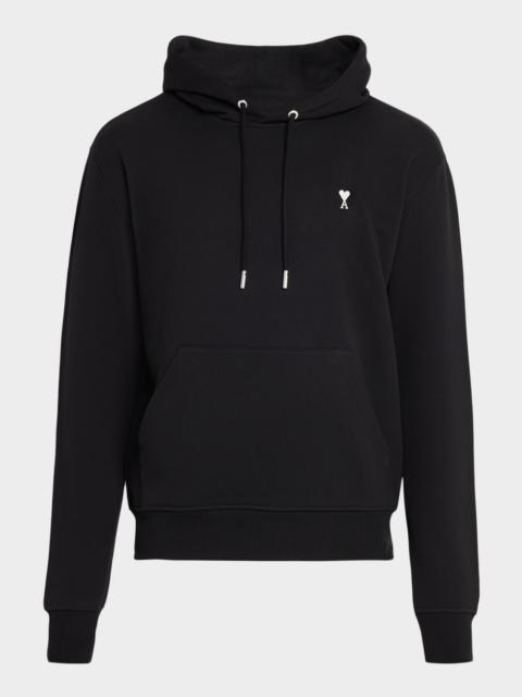 AMI Paris Men's Quota Contrast-Embroidered Cotton Hoodie