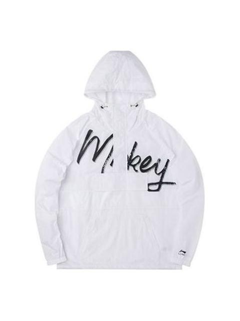 Li-Ning Li-Ning x Disney Graphic Half Zip Hooded Jacket 'White Black' AFDQ409-1