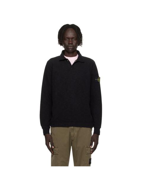 Stone Island Black 6100054 Vanisé Brushed Heavy Cotton Jersey Polo